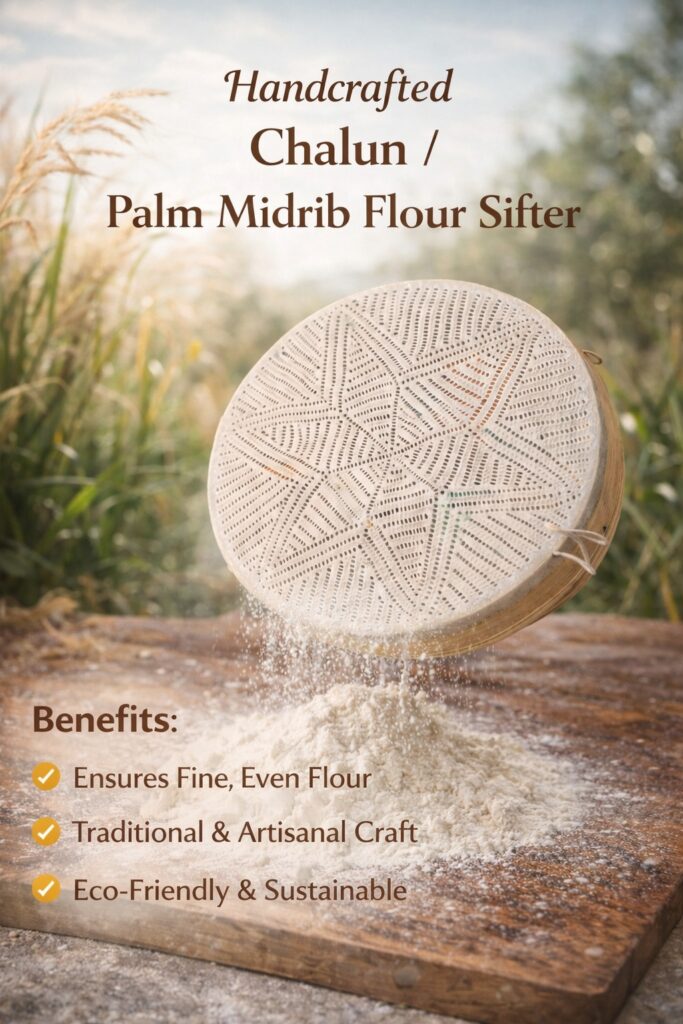 Handcrafted Chalni Palm Midrib Flour Sifter